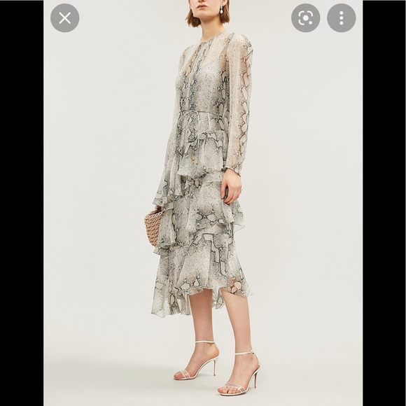 Zimmermann printed silk chiffon long dress in gray tons ,size 4/6. -  www.disolcolor.com